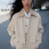 Veste de travail en denim avec col contrasté