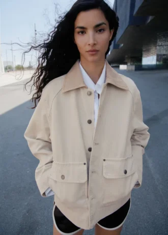Veste de travail en denim avec col contrasté