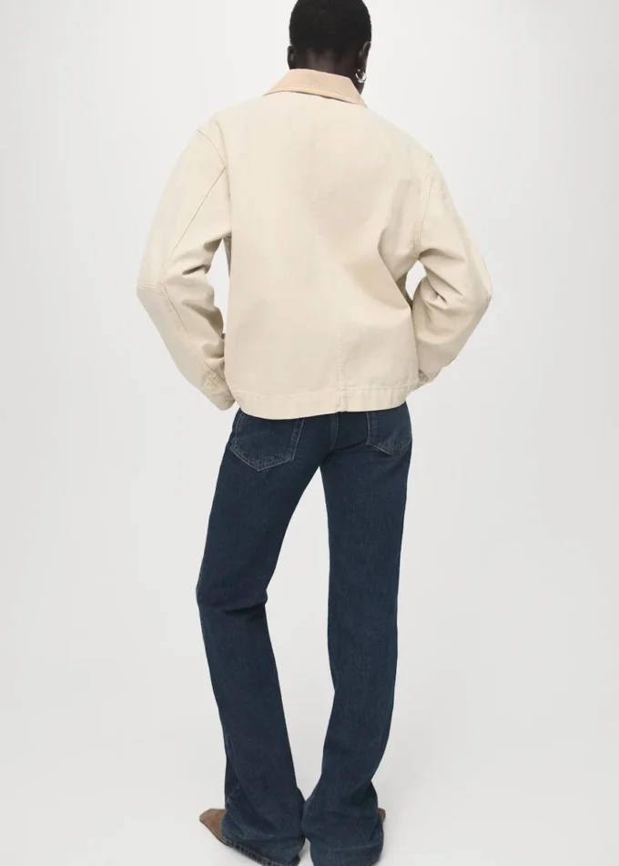 Veste de travail en denim avec col contrasté
