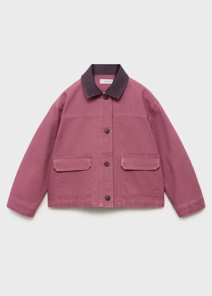 Veste de travail en denim avec col contrasté