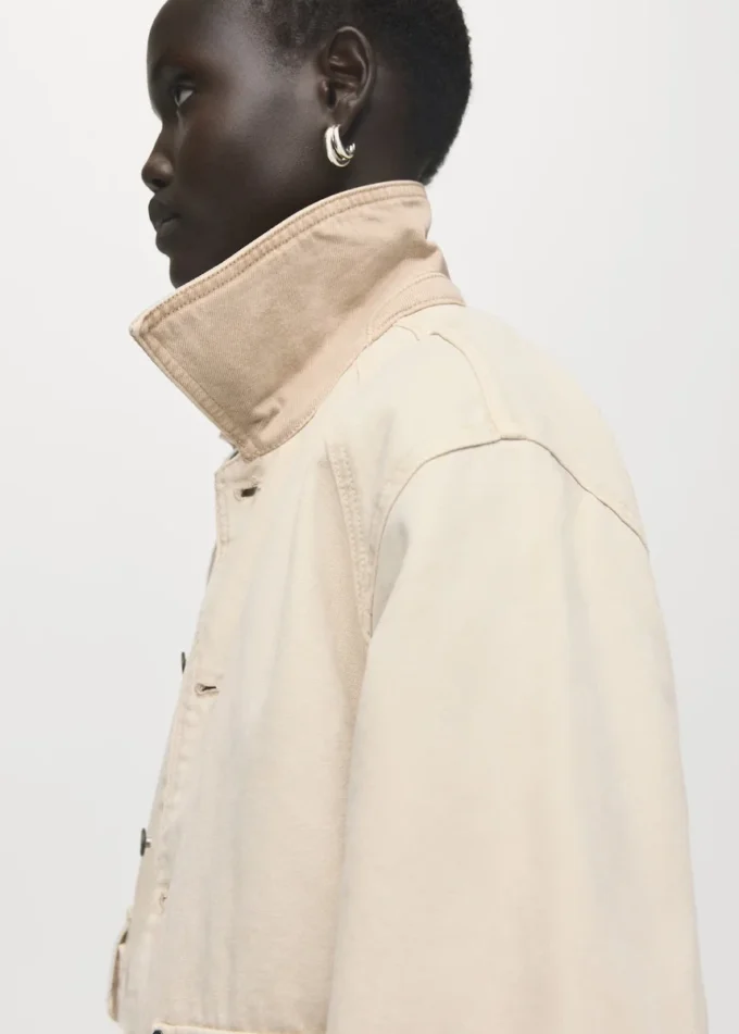 Veste de travail en denim avec col contrasté