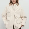 Veste de travail en denim avec col en velours côtelé