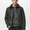 Veste double face avec détails en peau de mouton