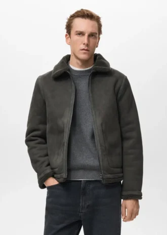 Veste double face avec détails en peau de mouton