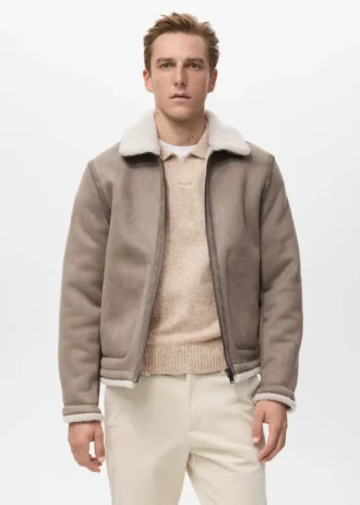Veste double face avec détails en peau de mouton