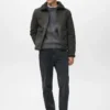Veste double face avec détails en peau de mouton