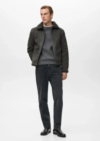 Veste double face avec détails en peau de mouton