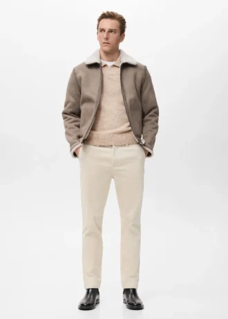 Veste double face avec détails en peau de mouton