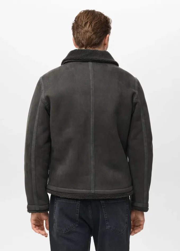Veste double face avec détails en peau de mouton
