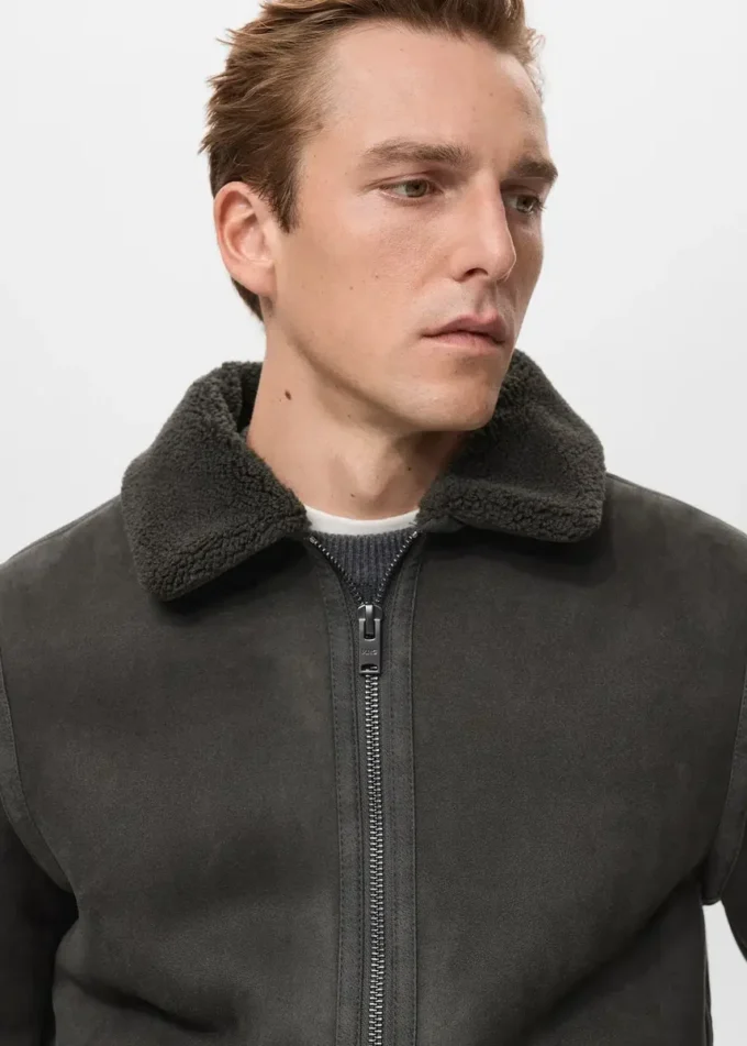 Veste double face avec détails en peau de mouton