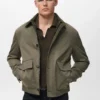 Veste déperlante avec col en velours côtelé