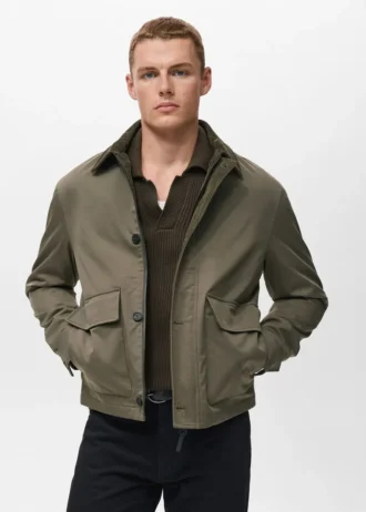 Veste déperlante avec col en velours côtelé