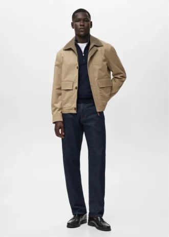 Veste déperlante avec col en velours côtelé