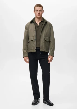 Veste déperlante avec col en velours côtelé