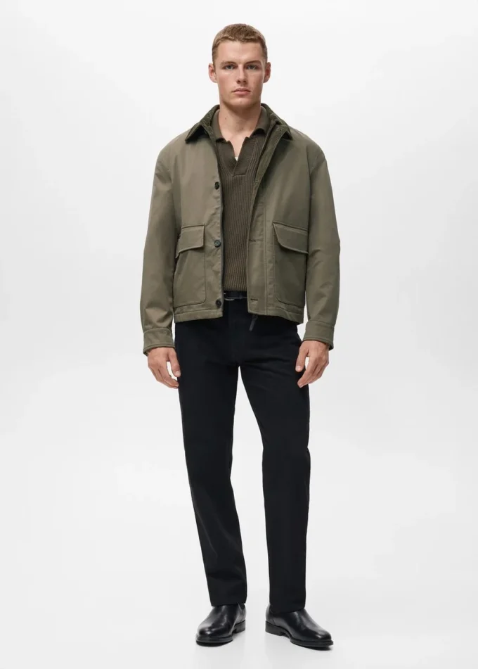 Veste déperlante avec col en velours côtelé