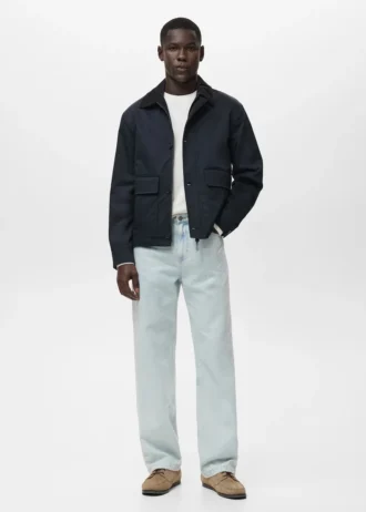 Veste déperlante avec col en velours côtelé