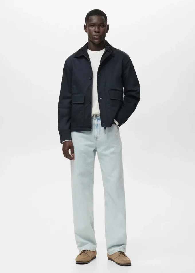 Veste déperlante avec col en velours côtelé