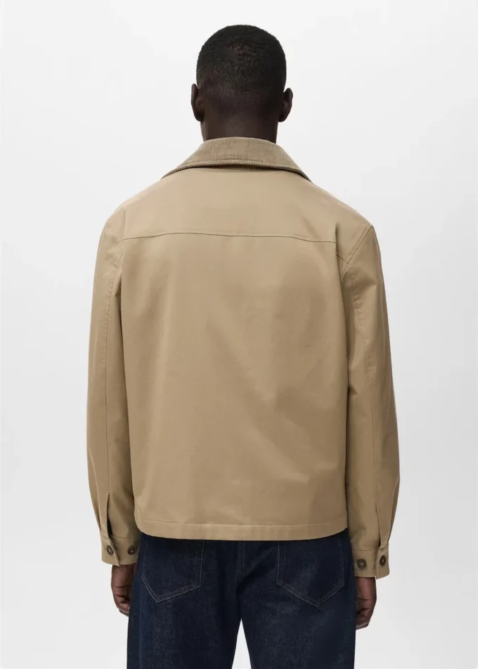 Veste déperlante avec col en velours côtelé