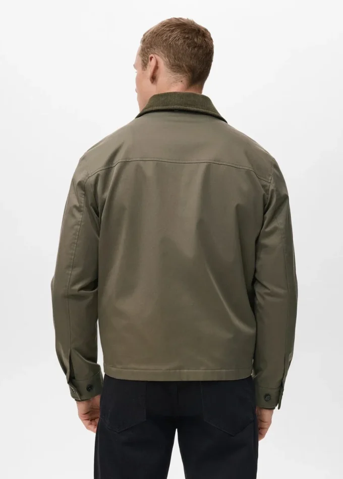 Veste déperlante avec col en velours côtelé