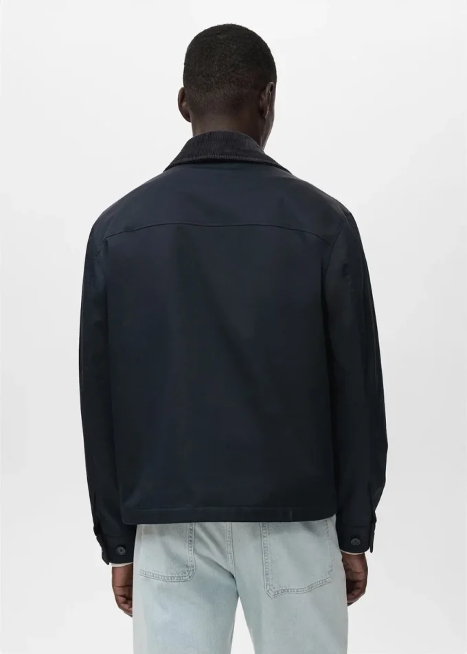 Veste déperlante avec col en velours côtelé