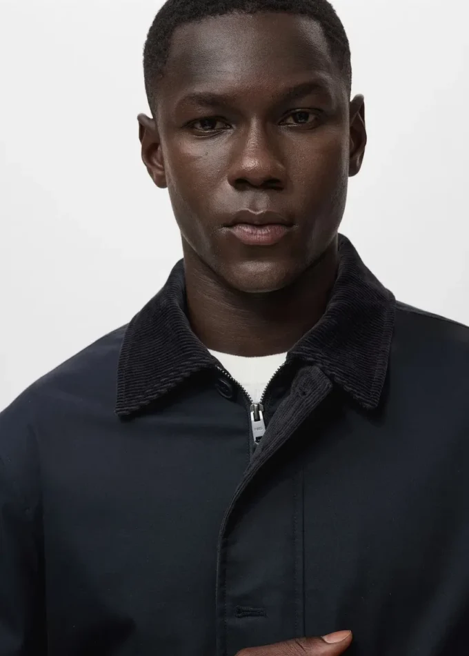 Veste déperlante avec col en velours côtelé