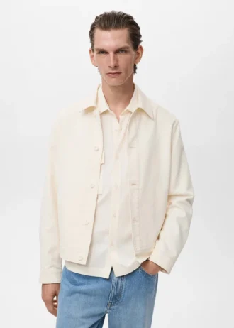 Veste droite en coton avec boutons