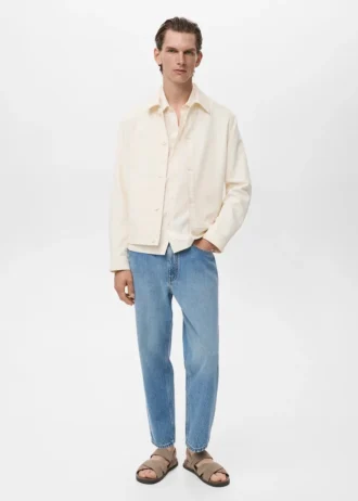 Veste droite en coton avec boutons