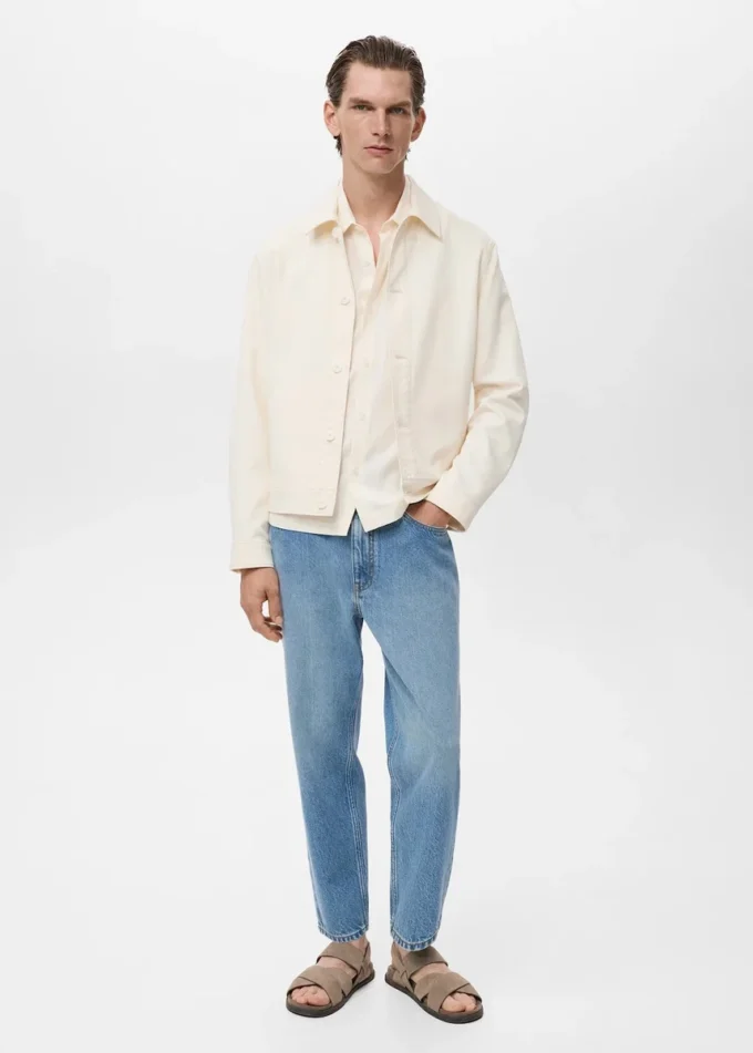 Veste droite en coton avec boutons