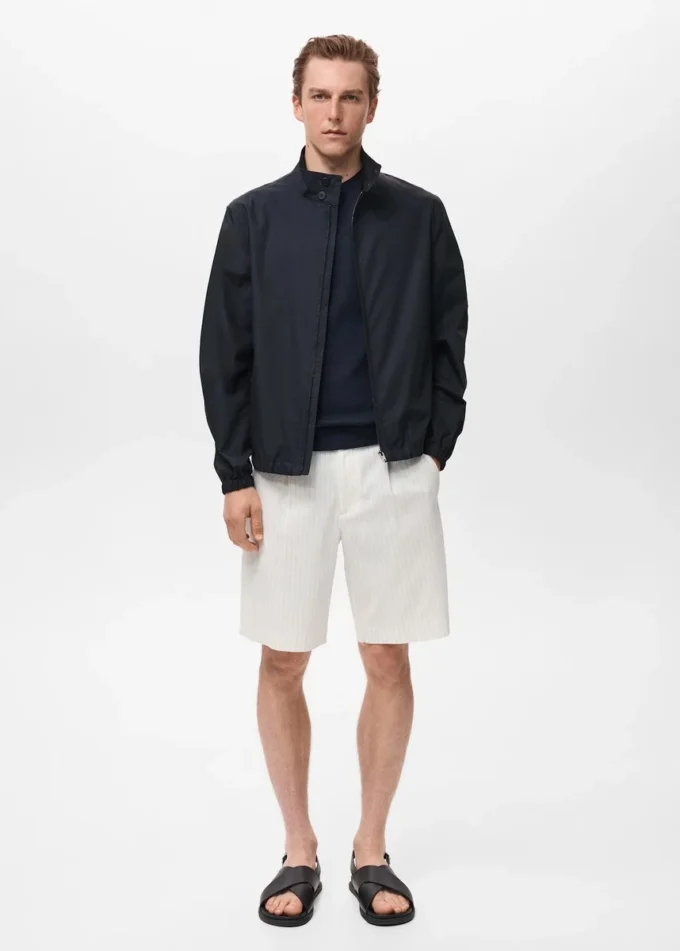 Veste en coton avec col boutonné