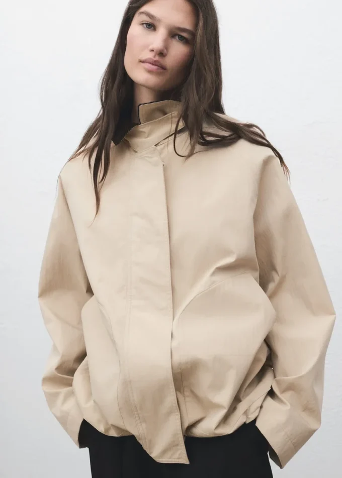 Veste en coton avec col en velours côtelé