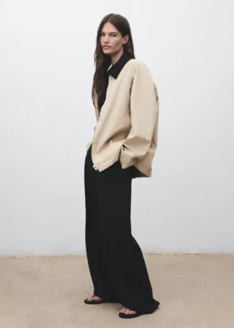 Veste en coton avec col en velours côtelé