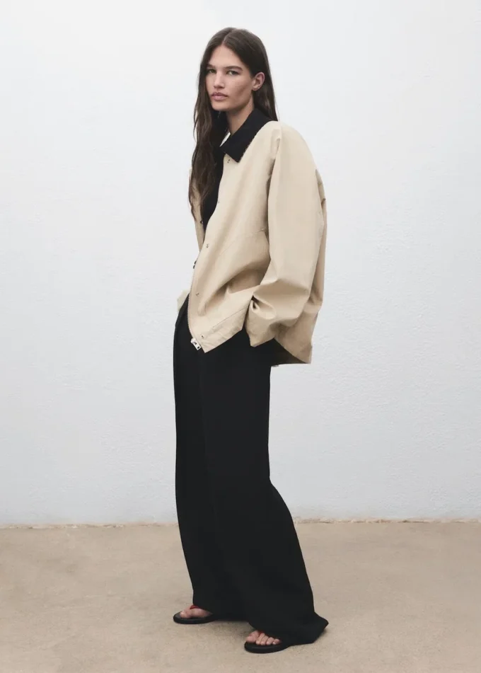 Veste en coton avec col en velours côtelé