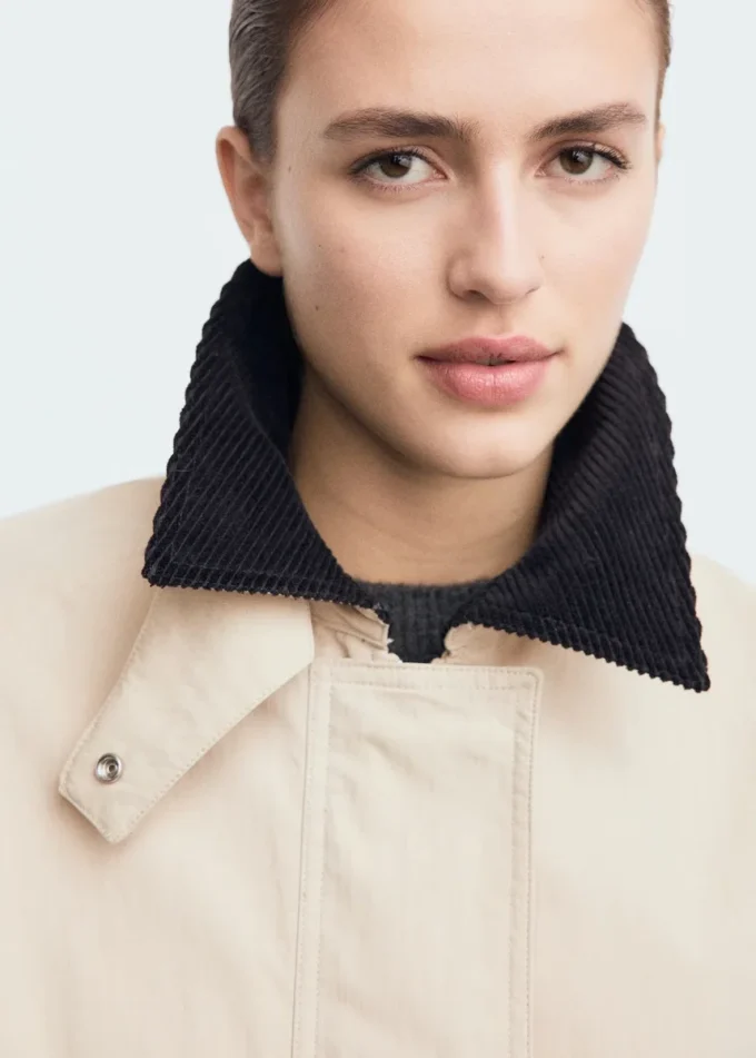 Veste en coton avec col en velours côtelé