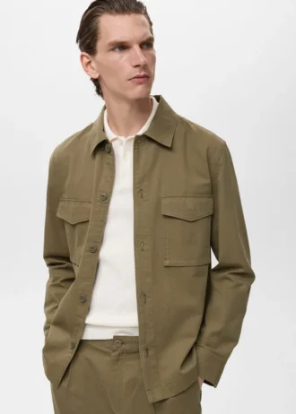 Veste en coton et lyocell avec poches