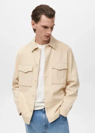Veste en coton et lyocell avec poches