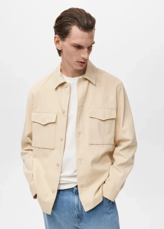 Veste en coton et lyocell avec poches