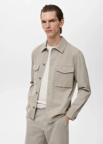 Veste en coton et lyocell avec poches