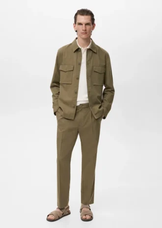Veste en coton et lyocell avec poches