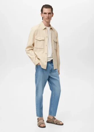Veste en coton et lyocell avec poches