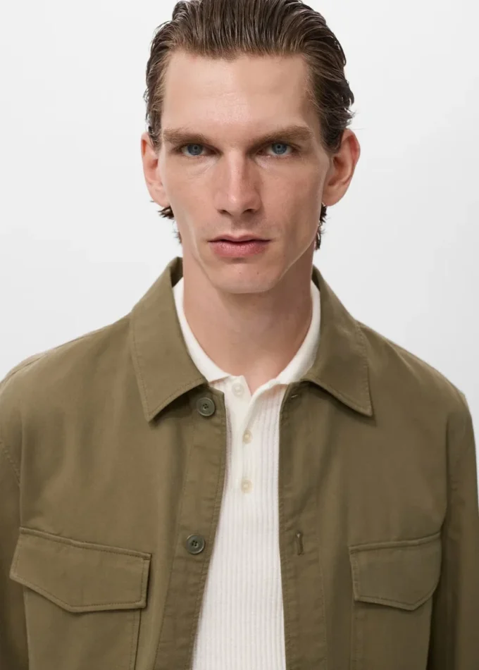 Veste en coton et lyocell avec poches
