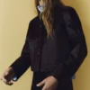 Veste en cuir avec poches en fourrure