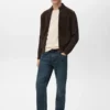 Veste en cuir et daim