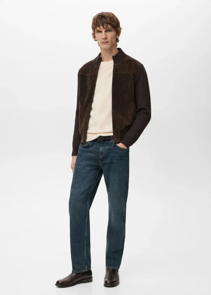 Veste en cuir et daim