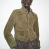Veste en cuir suédé avec boutons