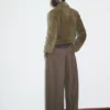Veste en cuir suédé avec boutons