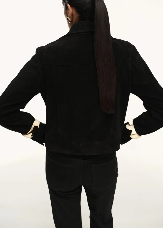 Veste en cuir suédé avec boutons