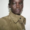Veste en cuir suédé avec boutons
