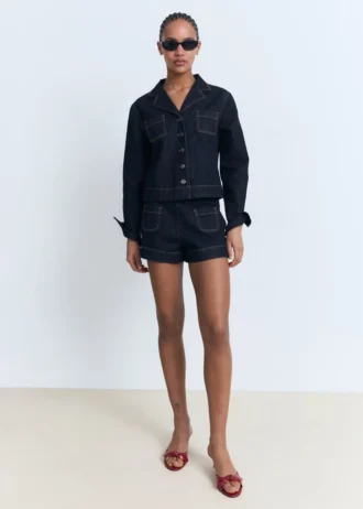 Veste en denim ajustée avec poches