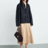 Veste en denim avec col en simili cuir