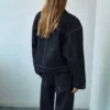 Veste en denim avec coutures décoratives
